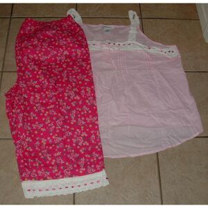 DREAMS & CO Pink Plus Sz 30/32 Capri Pants & Cami Top 2 Pc Lounge Pajama Set NEW